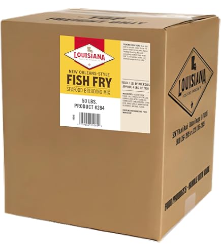 50 pound box of fish Louisiana Seasoned Chicken Fry Batter Food Service (50 Pounds) - Crispy Southern Coating Mix for Fried Chicken - Delicious and Convenient Coating Filled with Cajun Flavor Model Type:6'6