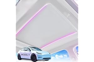 ACOCOKI Electric Voice Sunshade Roof for 2019-2024 Tesla Model Y, Voice Controlled Retractable Sun Visor, Mood Light, 5-Layer 99.9% UV Protection, Silent Motor