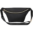 YogoRun Large Waist Pack Bag Fanny Pack Bag Nylon Belt Bag for Men & Women Fashion Cross Body Bag Black Belt Pack (Black)…