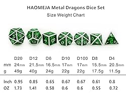 HAOMEJA Dragon Metal DND Dice Set D&D Dice Dungeons