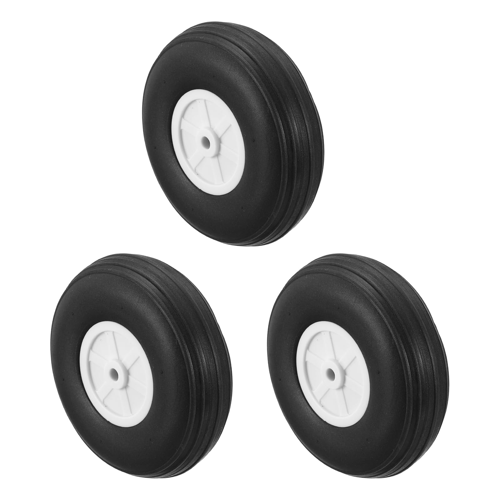 sourcing map RC Airplane Wheels 2.91"x0.98"x0.17" OD RC Airplane, PU Sponge Wheels, Tire Tail Wheel RC Foam Wheel Replacement for RC Model Plane Pack of 3