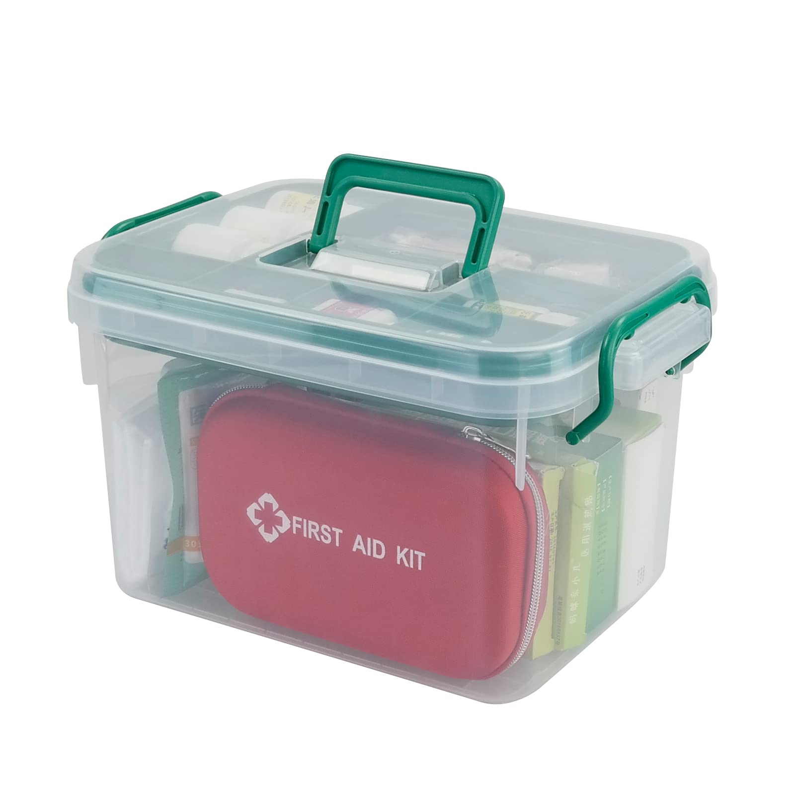 Lesbye Household Medical Box for First Aid, Plastic First-Aid Kit, Clear Medicine Box