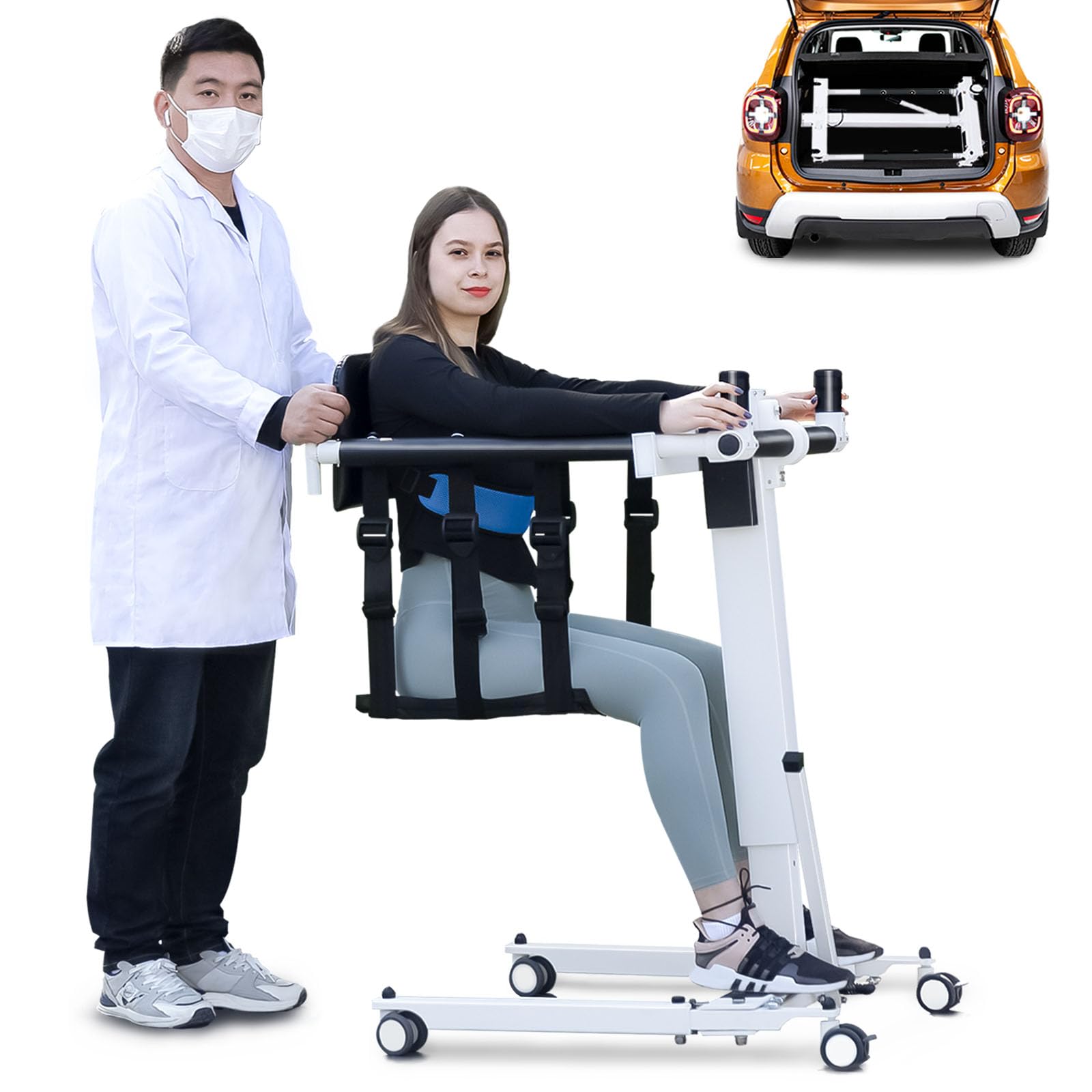 Photo 1 of AUVKMUY Electric Patient Lift Transfer Chair - Folding Portable Handicap Lift for Home/Car/Bathroom,260LBS Capacity Upgrade Electric Transfer Lift for Seniors
