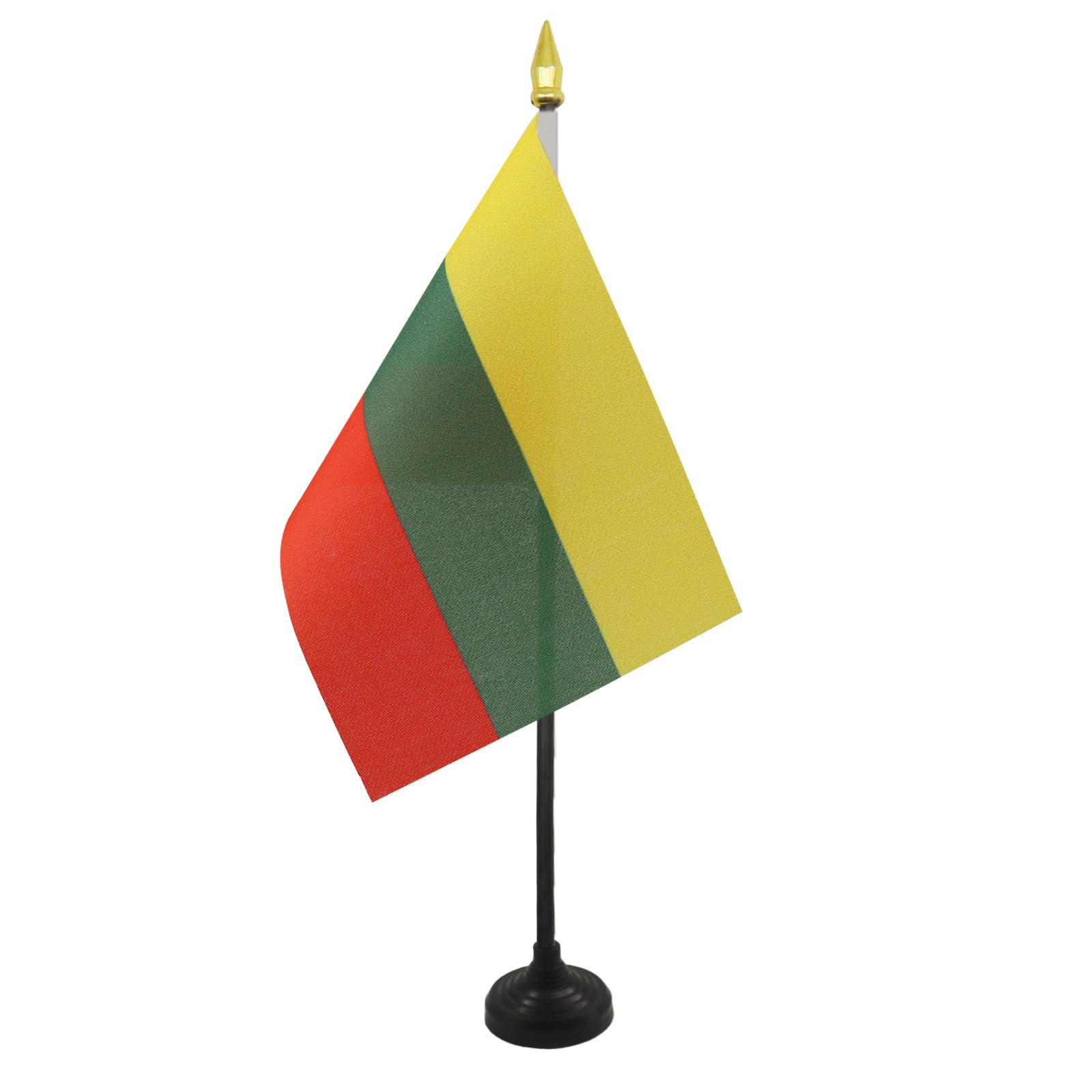 AZ FLAG - Lithuania Table Flag 4'' x 6'' - Lithuanian Mini Desk Flag 100% Polyester 15 x 10 cm - Office Mini Banner with 10'' Pole - Golden Spear
