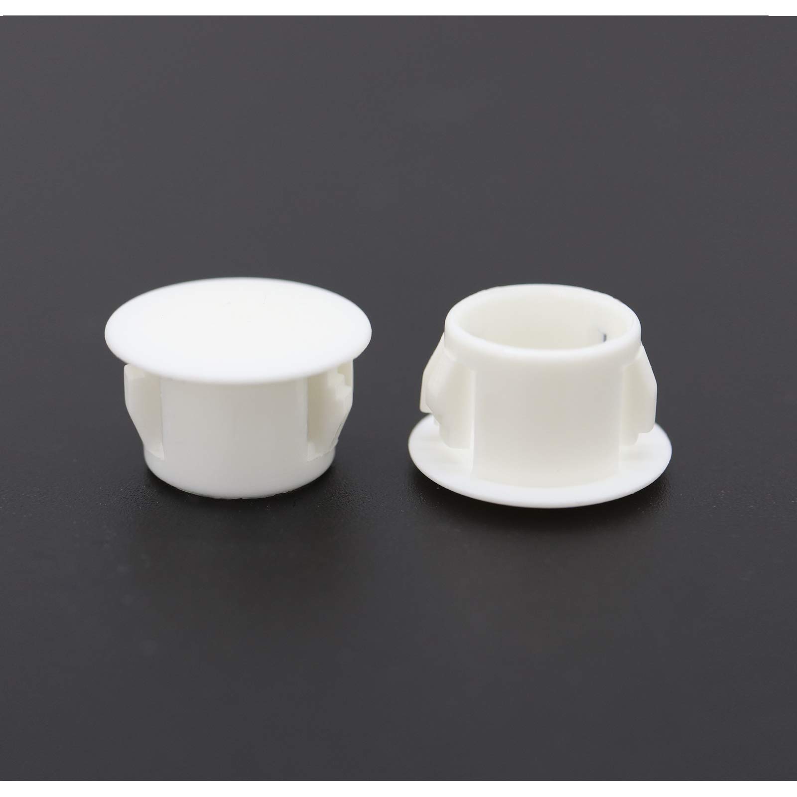VictorsHome Hole Plugs Plastic 13mm (1/2") Fit for 12.5-13mm Diameter Locking Hole Tube, Flush Type Panel Insert End Caps Fastener Cover for Kitchen Cabinet Furniture White 50pcs