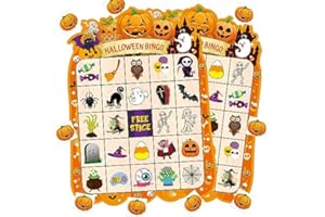TENDFINE 24 Players Halloween Bingo Game Cards for Kids Boys Girls Halloween Party Bingo Games for Classroom Game School Family Activity