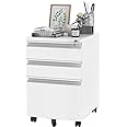 FLEXISPOT 3 Drawer Mobile File Cabinet for Home Office Under Desk Storage, Filing Cabinet with Lock Keys, File Organizer Cabinet for Legal/Letter/A4 File, White