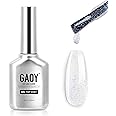 GAOY Glitter Gel Top Coat, 16ml Silver Iridescent Gel Nail Polish Sparkly No Wipe Clear Top Coat, Soak off UV LED Finish Gel for Nail Art