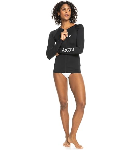 Roxy Women's Essential Long Sleeve Zip-up Hooded Rashguard – UPF