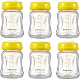 Max Strength Pro Breastmilk Bottles 6pc Set with Leak Proof Lids, 6.oz 180ml Reusable Wide Neck Bottles Best for Breast Milk Collection & Storage Solution, BPA Free, Fits Spectra & Avent Models