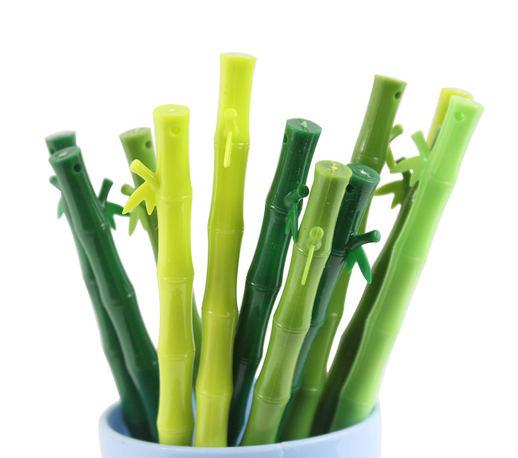 Creative Lifelike Bamboo Cute Black Rollerball Gel Ink Refill Pen Set,A Group of 12,Random Color