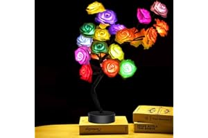 COLORLIFE Tabe Lamp Color Changing Flower Tree Rose lamp with Remote Control with Timer Christmas Birthday Gift for Girl Kids Women for Holiday and Party(Black)