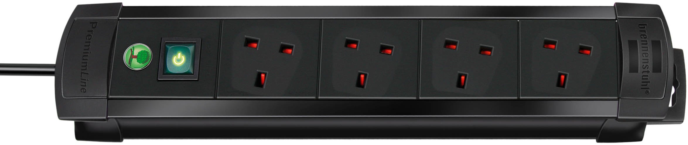 Brennenstuhl 1156003014 Premium-Line extension socket 4-way black 1,8m 05VV-F 3G1,25