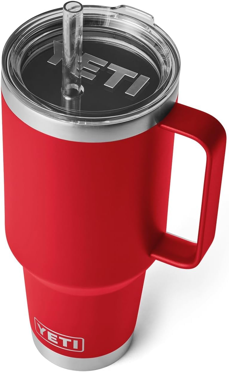 YETI Rambler Straw Mug, Stainless Steel Vacuum Insulated Mug with Stronghold Lid, Rescue Red, 42 oz (1.2 l)