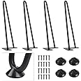 SMARTSTANDARD 12 Inch Heavy Duty Hairpin Furniture Legs, Metal Home DIY Projects for Nightstand, Coffee Table, Desk, etc with Rubber Floor Protectors Black 4PCS