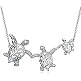 YAFEINI Sterling Silver Turtle Pendant Necklace for Women & Girls