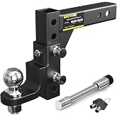 GARTOWEE Adjustable Trailer Hitch Ball Mount with 2-Inch Tow Ball, Fits 2in Receiver, Drop Hitch 7500 lbs with Pin Heavy Duty