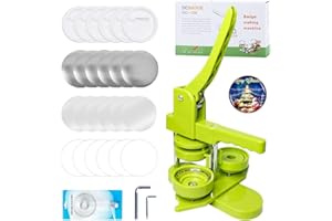DCBADGE Button Maker Machine, Pin Maker Machine Kit (3rd Gen) Installation-Free DIY, Badge Maker Button Press Machine with Free Button Parts&Circle Cutter&Wrench Gadget (Green, 58mm（2.25in）)
