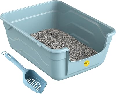 Cat Centre Blue Large Litter Tray Open Box with Scoop Deep High Sided 50x38.5cm