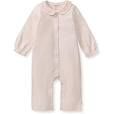Burt's Bees Baby Girls Long Sleeve Jumpsuit with Collar, 100% Organic Cotton Romper One-Piece Outfit Coverall