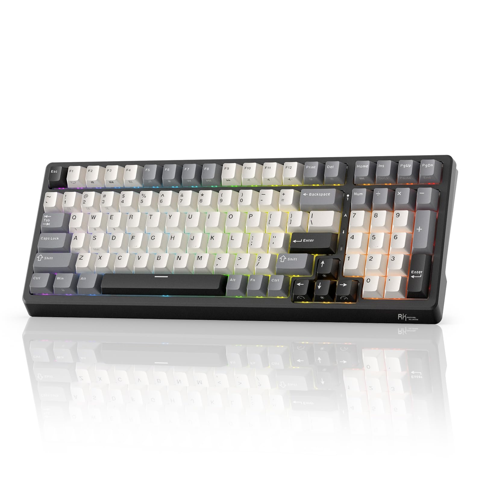 RK ROYAL KLUDGE F99 Wireless Mechanical Keyboard with Numper Pad, Tri-Mode Hot Swappable 95%100 Keys Gaming Keyboard BT/2.4G/USB-C, Pro Software, 5000mAh Battery, Customed Linear Creamy Switches