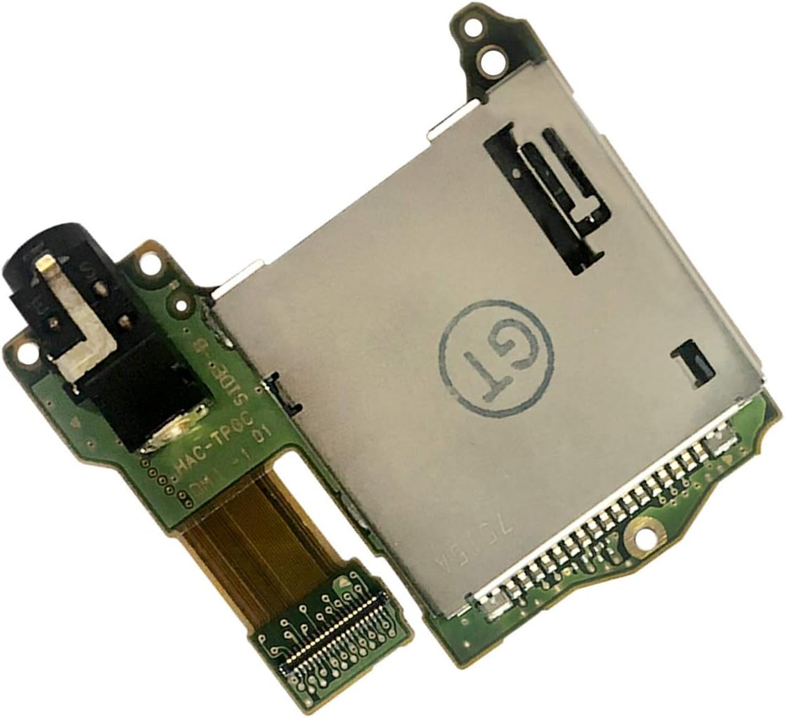 lenboes Replacement SD Card Board Game Card Slot Socket Board with Headphone Jack Port for Nintendo Switch NS Console with Opening Tools