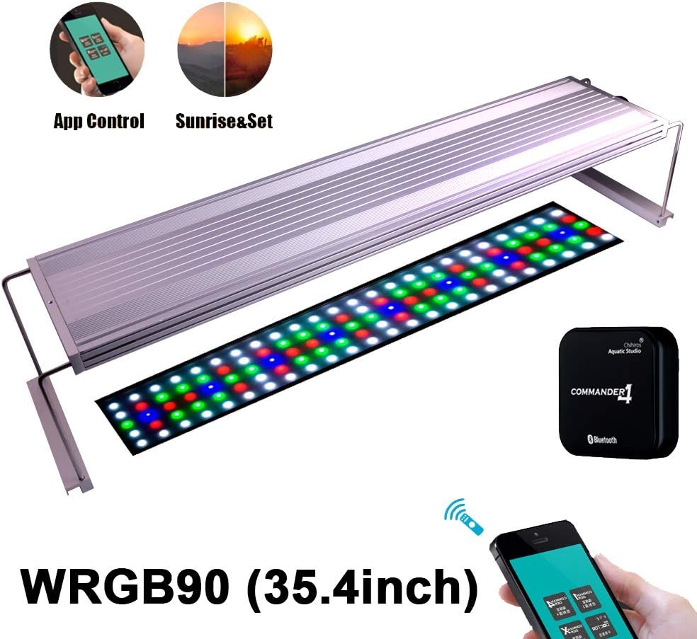 Chihiros WRGB LED Light Aquarium Light Power Lamp Plant LED Light Aquaitc APP Control Lighting Fresh Water Plant Growth Super LED Light for Aquarium Fish Tank (WRGB90)