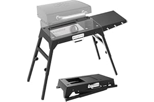 Arribueno Foldable Griddle Stand for Blackstone 17 & 22 Inch - Heavy-Duty Outdoor Grill Table with Adjustable Legs, Side Shelf, Utensil Hooks - Portable BBQ Stand for Camping, Tailgating, Backyard