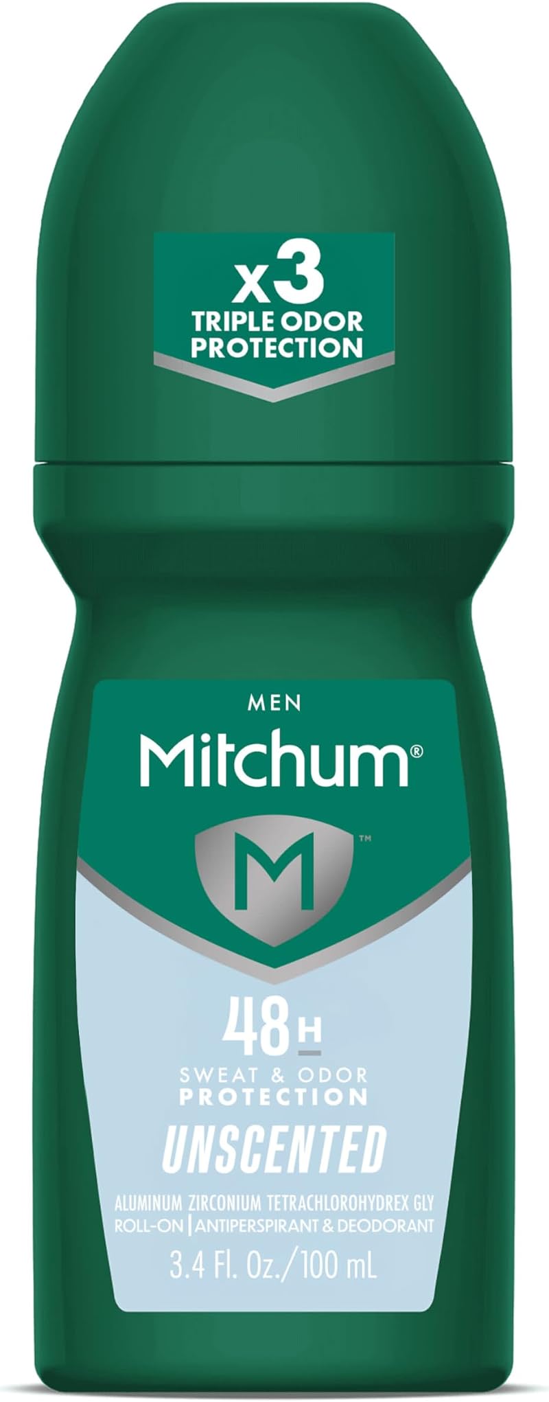 Mitchum Roll-On Antiperspirant Deodorant for Men Unscented 3.4 oz