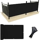 UPGRADE Balcony Privacy Screen Fence Commercial Shade Cover 3' x 16' with Ties Durable and UV Resistant Perfect for Deck Patios-Black, Customizable