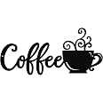 QSHU HUNG Coffee Cup Metal Wall Art - Black Iron Sign, 15"x7", Kitchen Restaurant Decor, Easy To Hang - View #3