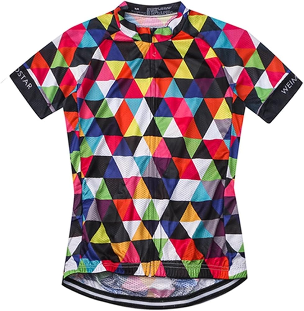 Men's Cycling Jersey Short Sleeve Bike Clothing Multicolored Diamond: Clothing
