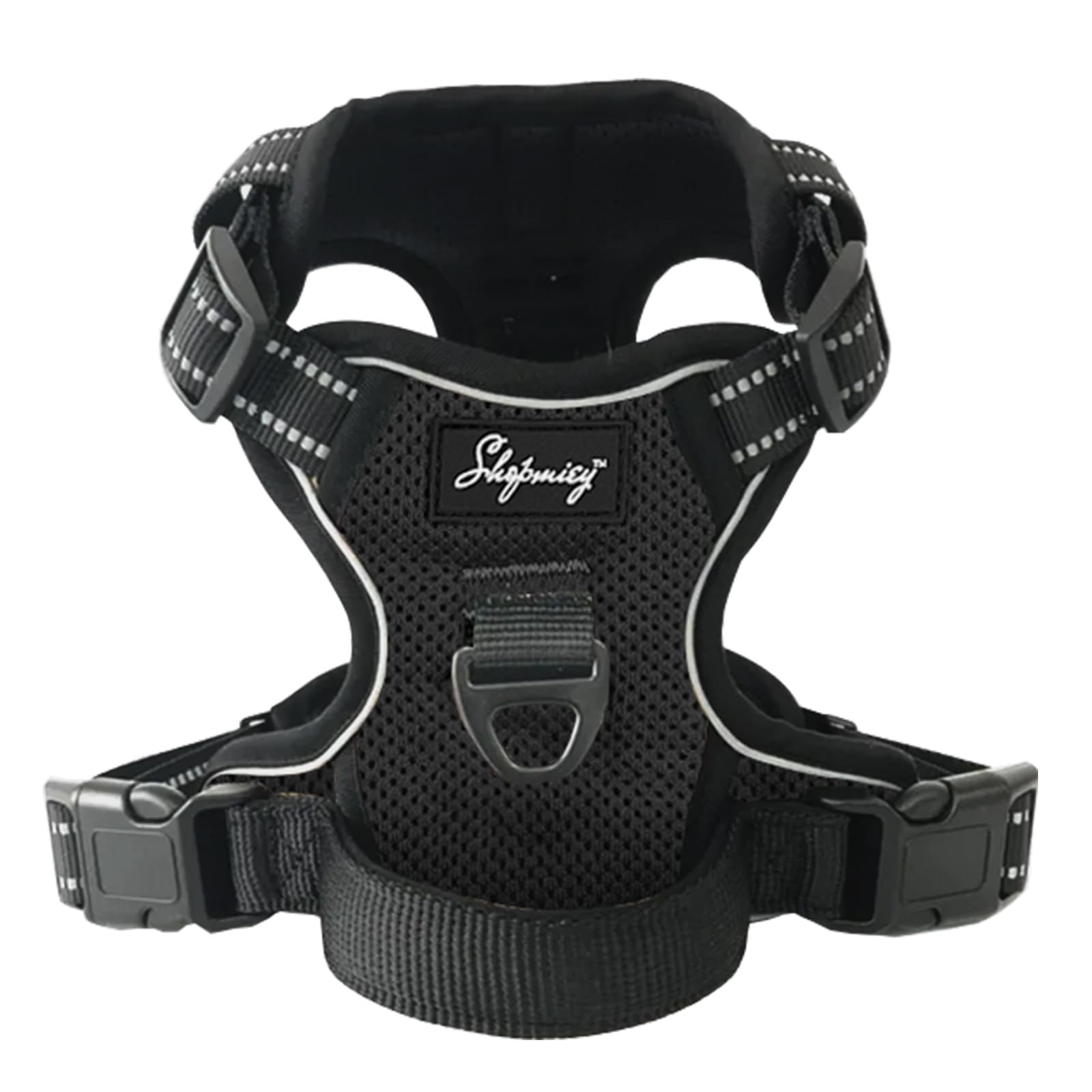 ShopMiey Dog Harness No Pull Pet Harness with 2 Leash Clips, Adjustable Soft Padded Pet Vest, Reflective No-Choke with Easy Control Handle for Training or Walking (Obsidian Black, Small) — image 1