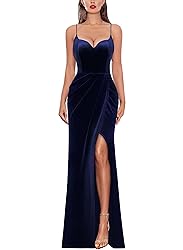 VFSHOW Womens 2025 Winter Velvet Formal Prom Maxi