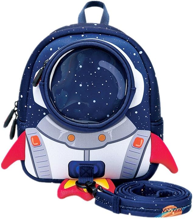 CometShopToddler Child's Anti-Lost 3D Cartoon Rocket Lightweight Backpack Bags (Navy Blue, Middle)