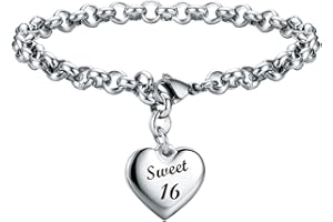 KGBNCIE Happy Birthday Gifts Bracelet Heart Charm Birthday Bracelets Gift for Women Teen Girls 11th 12th 13th 14th 15th 16th 17th 18th 19th 20th 21st 25th 30th