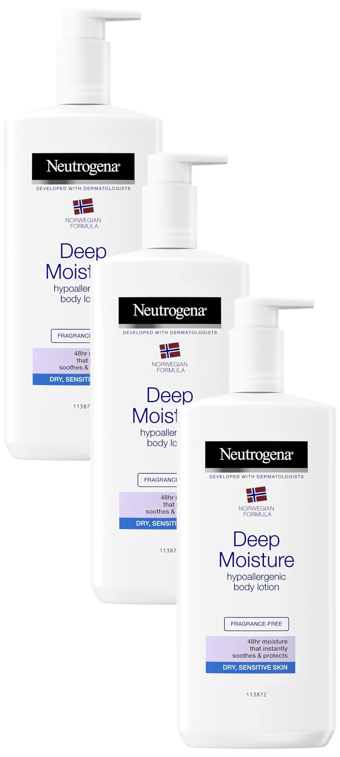 Neutrogena Norwegian Formula Deep Moisture Body Lotion Dry and Sensitive Skin, 400 ml (Pack of 3)