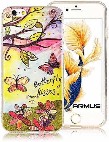 iPhone 6s Case [Floral Pattern] ARMUS Premium Quality 3D UV Print Soft Flexible TPU Transparent Skin Scratch-Proof Protective Case for 4.7 inches iPhone 6/6s (Butterfly Kisses)
