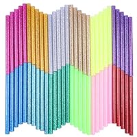 Petift Colored Glitter Hot Glue Sticks,Hot Melt Adhesive Glue Sticks Mini Size 0.27 inch by 3.93 inch,12 Color 60 pcs for Arts Crafts, DIY, Home General Repair, Crafting Project, Holiday Ornament