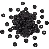 FASHEWELRY 100Pcs Flat Round Coconut Beads 12mm Dyed Donut Disc Wood Spacer Beads for DIY Bracelet Necklace Jewelry Making (Black)