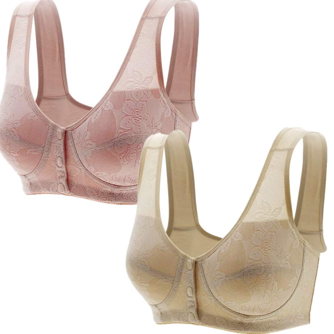 Everyday Embroidery Bras - Women Cotton Soft Cup Bra Full-Freedom Front Lace Close Bras