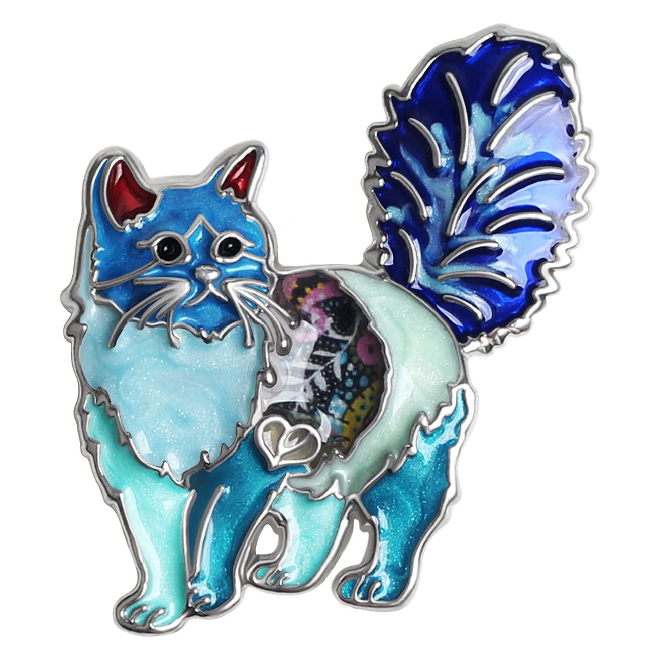 BONSNY Enamel Alloy Cute Cat Brooch Pet Pins Jewellery for Women Girls Clothing Scarf Accessories Gift (Blue)