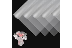 JOYIT 20 Sheets korean paper for bouquets, korean wrapping paper - Flower Bouquet Wrapping Paper with 10 Bows Ribbon, Flower Paper for Wedding, Birthday, Flower Shop, DIY Craft (Frosted)