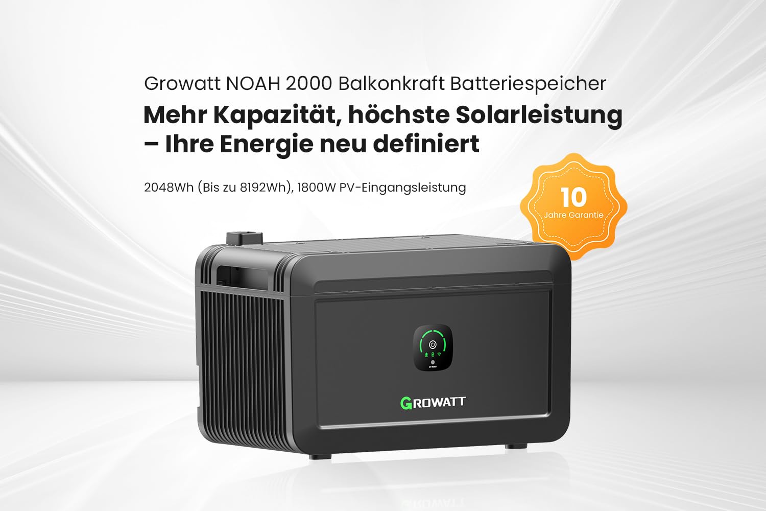 Powerness® Balkonkraftwerk Speicher Growatt NOAH 2000 Speicher 2048Wh mit 1800W PV-Eingangsleistung IP66 für Balkonkraftwerk (NOAH 2000 * 1) 2