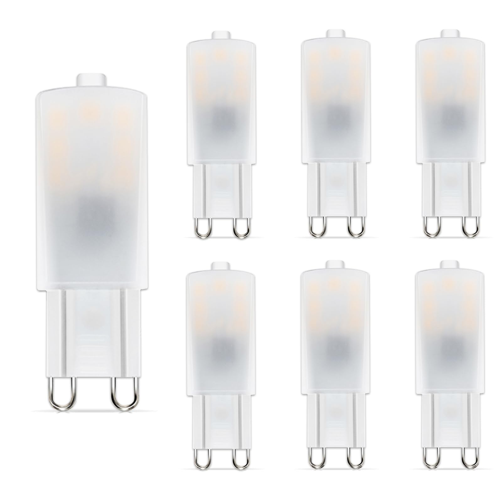 Noobibaba G9 LED Bulbs 2.5W, G9 2.5W LED Bulbs Warm White 2700K, 220-240V Capsule Lamp Non-Dimmable for Bedroom Bathroom Lights 6-Count