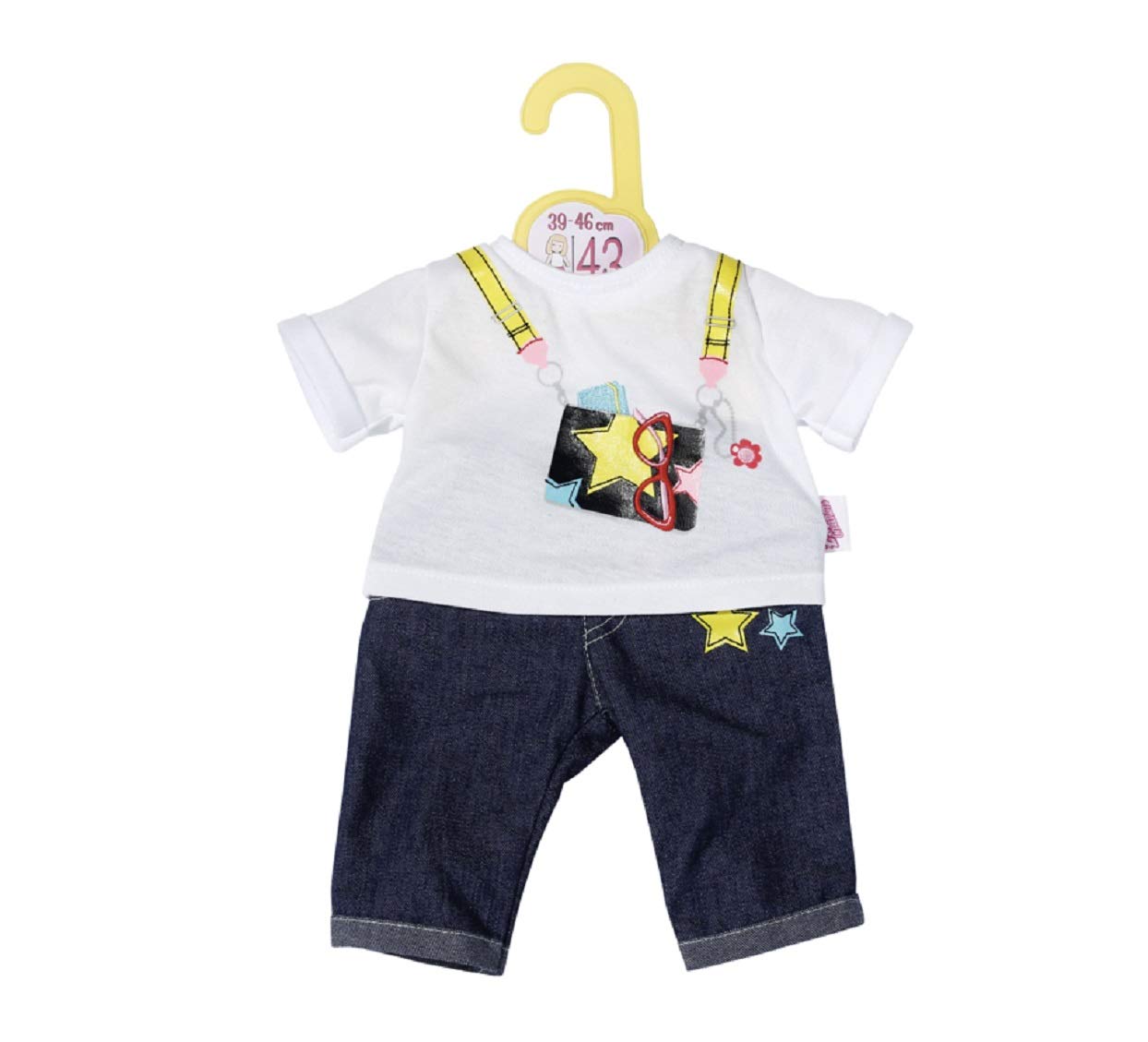 Dolly Moda Jeans Trousers for 39-46cm Dolls - Easy for Small Hands, Creative Play Promotes Empathy & Social Skills, For Toddlers 3 Years & up - Includes Shirt & Trousers