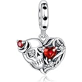 Doyafer Skull Charms Pendant 925 Sterling Silver Charms for Women Bracelet Holiday Halloween Birthday Gifts Diy Charm Jewelry For Friends