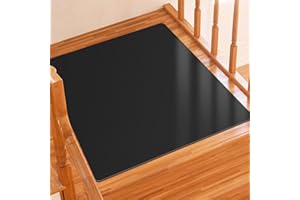 GOYLSER Rubber Stair Landing Mats Rugs for Wooden Steps Indoor, Non Slip Grey Stair Landing Carpets, Square Carpet for Stairs, 31"x31" Black Stair Matching Mat with Rubber Backing