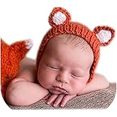 Vemonllas Newborn Photography Props Outfits Crochet Knitted Little Fox Bonnet Sleepy Hat Baby Photo Props Boy Girl Cap