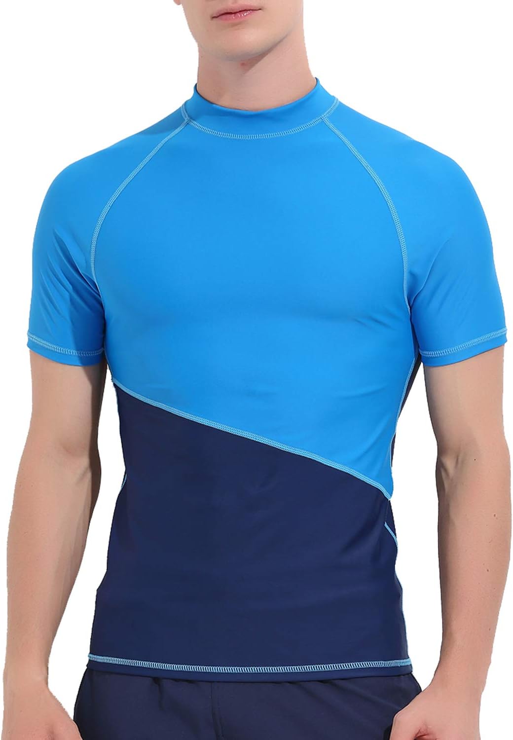 GEEK LIGHTING Mens Rash Guard Quick-Drying UV UPF 50+ Short Sleeve Surfing Swim Shirt